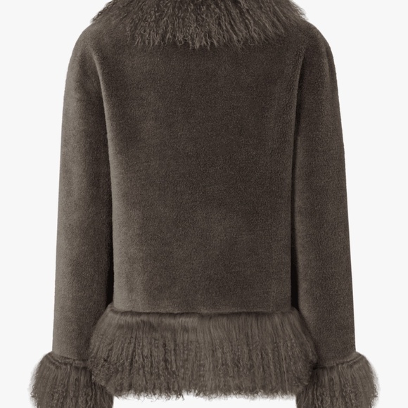 Charlotte Simone Olive 70’s Grey Mongolian Trim Jacket - Picture 3 of 6